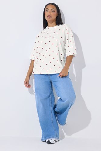 Tshirt Coupe Carrée À Imprimé Cœurs Blanc Size 48 - Limited Collection - Modalova