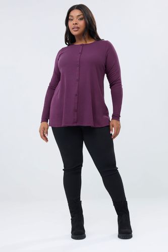 Haut Henley Côtelé Violet Boutonné Size 48 - Yours - Modalova
