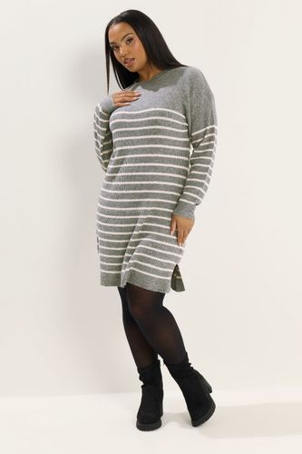 Robe Pull En Maille Rayée Grise Size 58-60 - Yours - Modalova