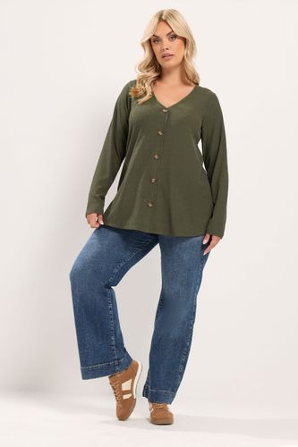 Top Vert Kaki En Crêpe Boutonné Sur Le Devant Size 40 - Yours - Modalova