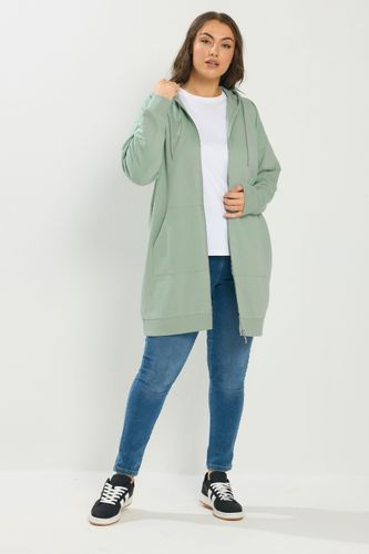 Sweat À Capuche Long Zippé Vert Sauge Size 42 - Yours - Modalova