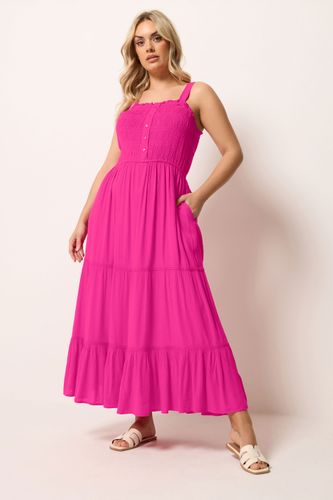 Robe Rose À Patte Smockée Size 48 - Yours - Modalova