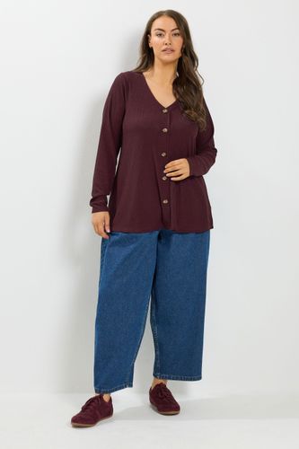 Top Violet En Crêpe Boutonné Sur Le Devant Size 44 - Yours - Modalova