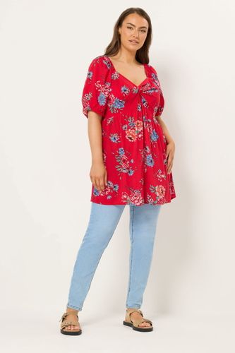Blouse Torsadée Rouge À Fleurs Size 44 - Yours - Modalova