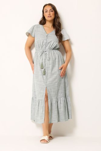 Robe Vert Sauge À Rayures Et Manches Évasées Size 42 - Yours - Modalova