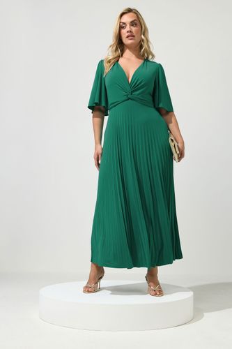 Robe Longue Plissée Vert Aqua Avec Nœud Size 40 - Yours London - Modalova