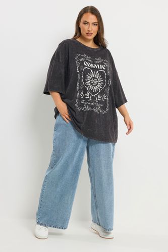 Tshirt Droit Gris Délavé « Cosmic » Size 48 - Yours - Modalova