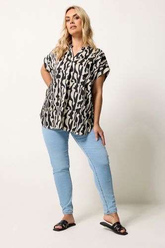 Blouse Plissée Noire À Imprimé Abstrait Size 44 - Yours - Modalova