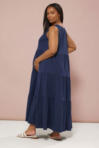 Maternity Robe Maxi Bleue Marine Smocké Size 44 - Bump It Up - Modalova