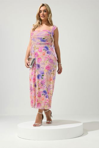 Robe Nude À Imprimé Floral Avec Volants Size 52 - Yours London - Modalova