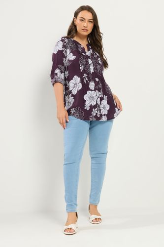 Top À Plis Nervurés Violet À Fleurs Size 40 - Yours - Modalova
