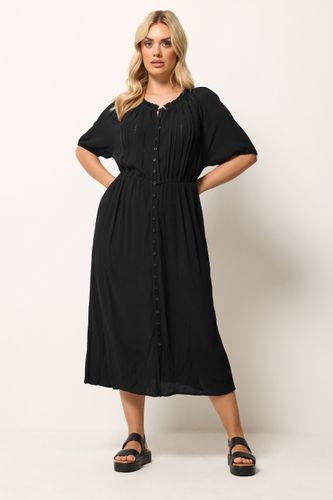 Robe Longue Noire Brodée Size 44 - Yours - Modalova