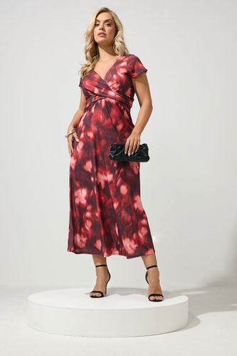 Robe Rouge À Imprimé Abstrait Torsadée Sur Le Devant Size 40 - Yours London - Modalova