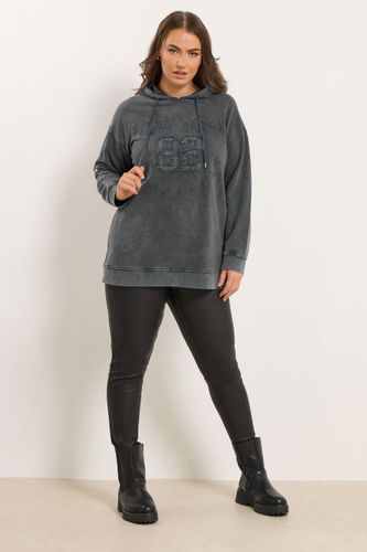 Sweat À Capuche Gris Anthracite Avec Slogan Brodé « New York » Size 50-52 - Yours - Modalova