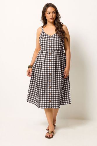 Robe À Carreaux Vichy Marron Chocolat En Lin Size 54-56 - Yours - Modalova