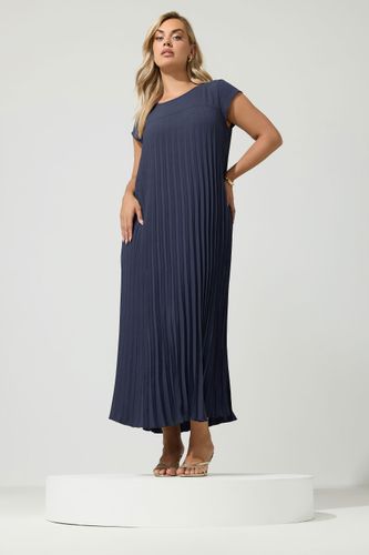 Robe Longue Plissée Bleu Marine Size 38 - Yours London - Modalova