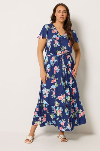 Robe À Manches Bleue À Fleurs Size 48 - Yours - Modalova