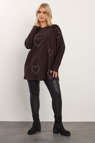 Pull Doux Marron Chocolat Orné De Perles Size 42 - Yours - Modalova