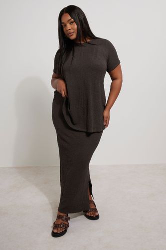 Top Marron Chocolat Texturé Volanté Size 42 - Yours - Modalova