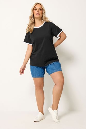Tshirt Noir À Bordures Contrastantes Size 54-56 - Yours - Modalova