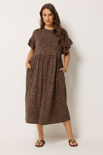 Robe Milongue Marron À Imprimé Léopard Size 44 - Yours - Modalova
