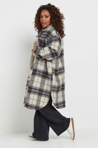 Shacket Crème & Bleue À Carreaux Longueur Maxi Size 46 - Yours - Modalova