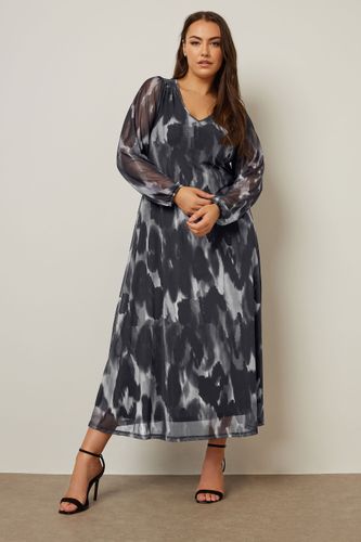 Robe Maxi Noire & Grise Tâchetée Léopard Size 46 - Yours - Modalova