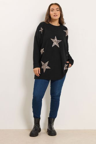 Pull Noir Orné D'étoiles À Sequins Size 42 - Yours - Modalova