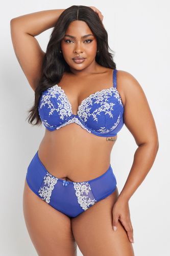 Soutiengorge Bleu Plongeant Floral Brodé Size 100C - Yours - Modalova