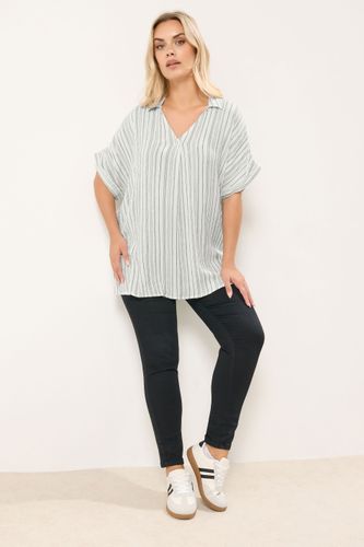 Blouse Métallique À Rayures Blanches Size 46 - Yours - Modalova