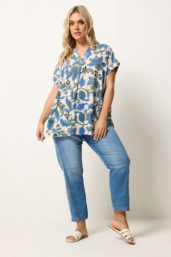 Blouse Plissée Bleue À Imprimé Cachemire Size 44 - Yours - Modalova