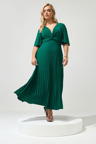 Robe Longue Plissée À Nœud Vert Émeraude Size 46 - Yours London - Modalova