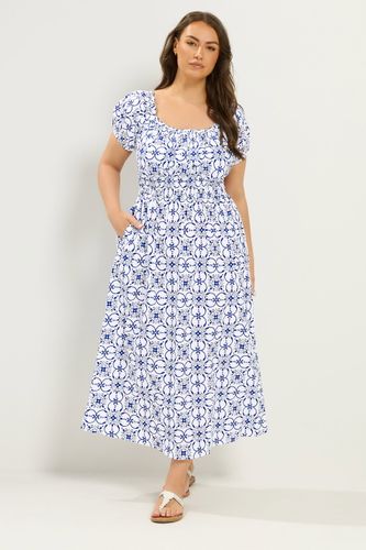 Robe Bardot En Popeline Blanche À Fleurs Size 44 - Yours - Modalova