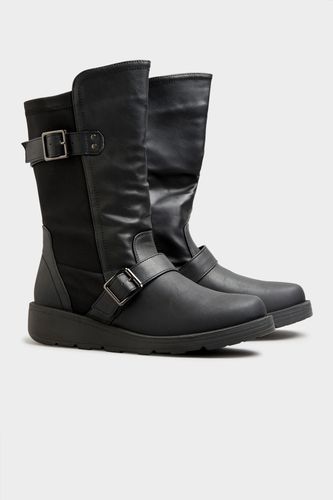 Bottes Noires Imitation Cuir Boucles Pieds Extra Larges Eee Size 38E - Yours - Modalova