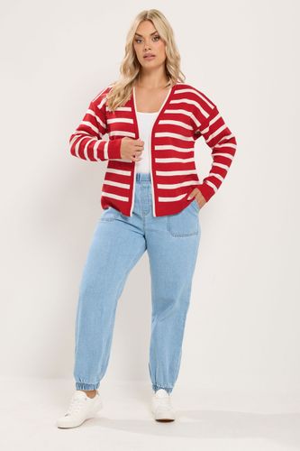 Cardigan Rouge Et Crème À Rayures Size 54-56 - Yours - Modalova