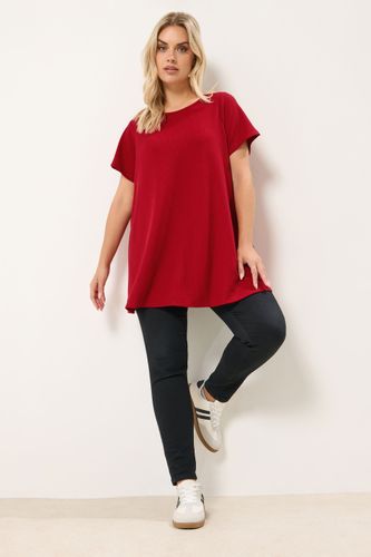 Haut Évasé Cotelé Rouge À Manches Courtes Size 46 - Yours - Modalova
