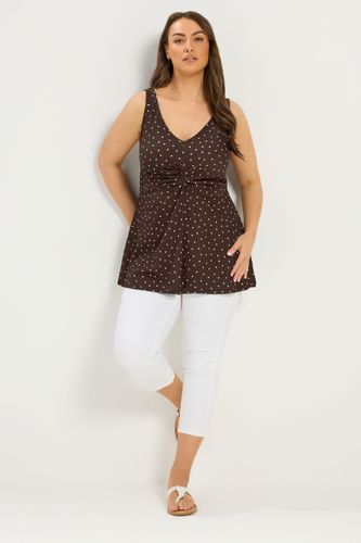 Débardeur Texturé Marron À Pois Avec Nœud Sur Le Devant Size 44 - Yours - Modalova