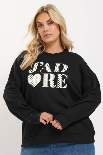 Sweatshirt Noir À Pois Avec Slogan « J’Adore » Size 42-44 - Yours - Modalova