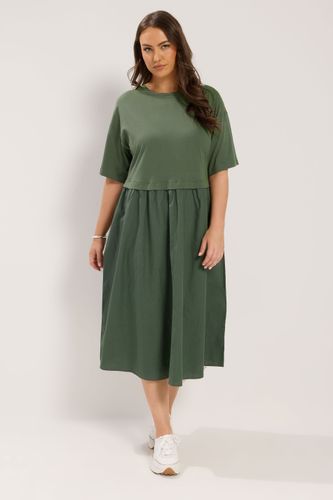Robe Milongue Vert Kaki En Popeline Size 42 - Yours - Modalova