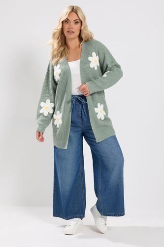 Cardigan Milong Vert Sauge À Fleurs 3D Size 46-48 - Yours - Modalova