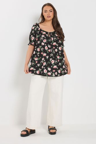 Top À Fleurs À Encolure Nouée Noir Size 48 - Yours - Modalova
