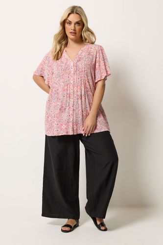 Blouse Rose À Imprimé Cachemire Avec Plis Nervurés Size 48 - Yours - Modalova