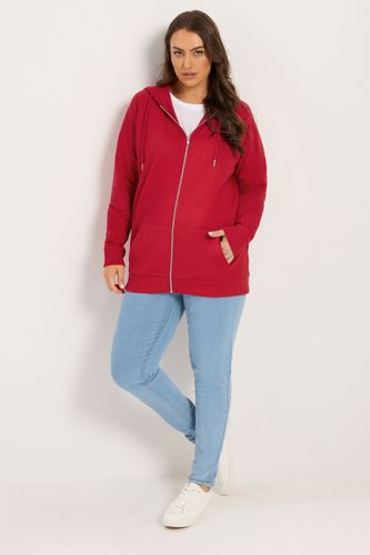 Sweat À Capuche Raglan Zippé Rouge Size 42 - Yours - Modalova