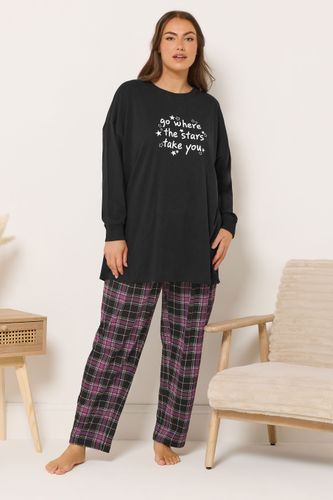 Pantalon De Pyjama Large Grande Taille À Carreaux Noirs Size 46-48 - Yours - Modalova