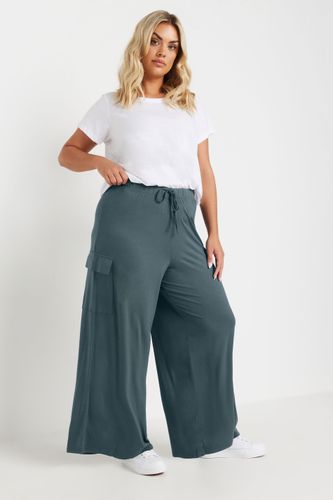 Pantalon Cargo Wide Leg Bleu Pétrole Size 48 - Yours - Modalova