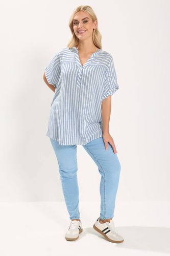 Top Blanc Et Bleu Rayé À Encolure Fendue Size 48 - Yours - Modalova