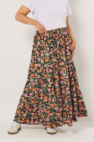 Jupe À Volants Et Imprimé Floral Noir Size 46 - Yours - Modalova