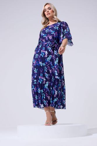 Robe Longue Plissée À Fleurs Bleu Size 48 - Yours London - Modalova