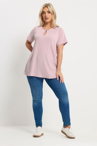 Top Texturé À Découpe Goutte D'eau Rose Clair Size 66-68 - Yours - Modalova