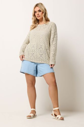 Pull En Maille Pointelle Beige Size 46-48 - Yours - Modalova